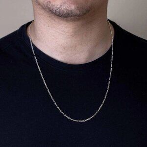 Sterling Silver 925 High Polished Figaro 1.7mm Chain 24 inches